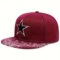 Gorras Unisex para Hombre, Gorra de Béisbol con Visera Plana, Ajustable, Bordada con Estrella