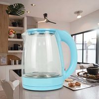 Bouteille d'eau chaude électrique en verre borosilicate transparent tendance, 2L, 1500W, portable, contrôle de la température, maintien au chaud