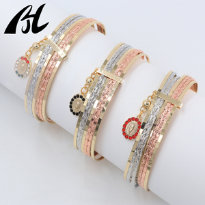 Tricolor 7-Day Tôn Giáo Mary động vật mặt trăng mặt dây chuyền với vòng đeo vàng 14k 18K vàng đầy nhanh chóng vận chuyển đồ trang sức thời trang - Product Image 3