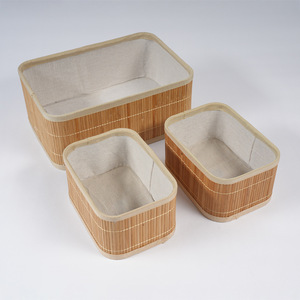 Cesta de Almacenamiento de Escritorio Rectangular de Bambú Tejido, Ecológica, Moderna y Sencilla, para Cosméticos, Joyas y Artículos Diversos - Hecho en Shandong - Product Image 1