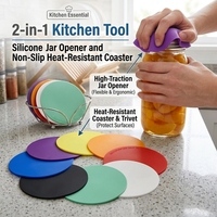 Outil de cuisine 2 en 1 : ouvre-bocal en silicone et sous-verre antidérapant résistant à la chaleur pour une ouverture facile et la protection de la table
