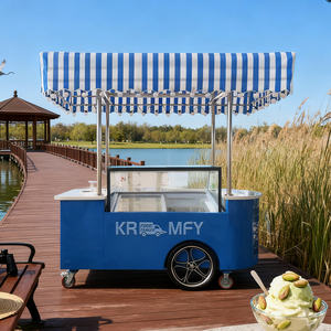 Chariot de vente de crème glacée mobile à pousser avec parasol, pour usage extérieur - Product Image 2