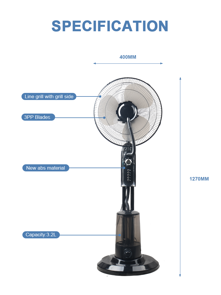 Household Indoor Oscillating Air Cooling Fan with Mist
