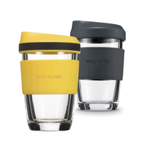Mug à café en verre borosilicate de haute qualité, sans BPA, avec couvercle anti-fuite et étui de transport portable (320 ml) – Nouveau design, vente en gros directe usine Chine