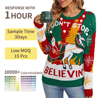 Pulls en tricot pour femmes de Noël à motif de bonhomme de neige décontracté de haute qualité OEM, pulls de Noël moches en tricot personnalisés pour femmes