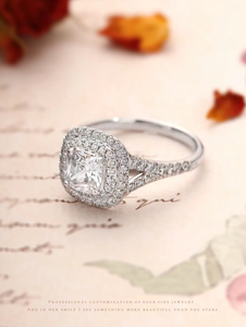 Engagement <b>Cushion</b> Cut <b>Wedding</b> <b>Rings</b> IGI Certified Lab Grown Diamond Classic Gold Plated Anniversary Party Romantic Gift - Product Image 4