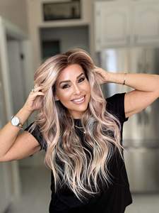 Peluca sintética de encaje frontal 13x4, nueva de fábrica, hecha a medida, con diseño de arcoíris, colorida, con ondas largas, para boda. - Product Image 6