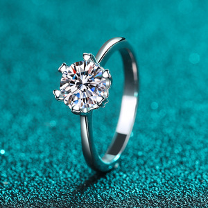 White Gold Plated 5mm Moissanite <b>Ring</b> Jewelry 925 Sterling Silver Women Engagement Wedding <b>Band</b> Promise <b>Rings</b> for Lady - Product Image 4