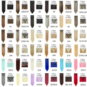 Extensiones de Cabello de 24 Pulgadas con 16 Clips, Cabello Largo y Liso, Sintético, Rubio y Negro, Resistente al Calor, Cabello Postizo - Product Image 6