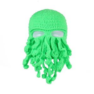 Chapeau de <span class=keywords><strong>ski</strong></span> et de snowboard en tricot pour homme et <span class=keywords><strong>femme</strong></span>, <span class=keywords><strong>masque</strong></span> facial amusant, costume d'Halloween, chapeau d'hiver, bonnet pieuvre - Product Image 2