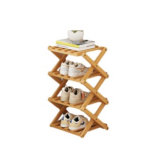 Wooden Multi Layer <b>Shoe</b> <b>Rack</b> 26x26x54cm Foldable <b>Storage</b> Shelf For Home Bedroom Dormitory - Product Image 2
