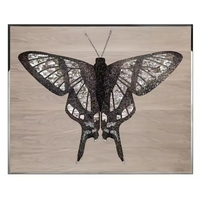 Peintures décoratives en porcelaine de cristal au design de luxe 3d Art Decor Wall Blue Butterfly Glass Diamond Paintings