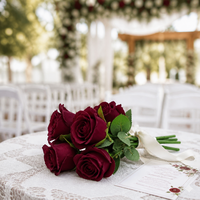 Bouquet de mariée en velours artificiel, bouquet de demoiselle d'honneur, 5 tiges, ruban en satin noué à la main, 8 couleurs de mariage
