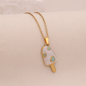 Collana con Ciondolo INS in Acciaio Inossidabile Placcato Oro, Design Ciambelle e Gelato, alla Moda, per Donna, Regalo - Product Image 3