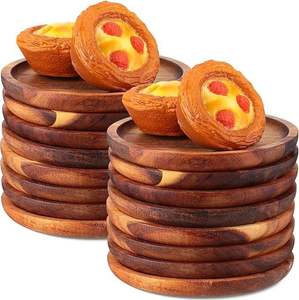 Assiettes de Dîner Minimalistes en Bois d'Acacia Poli de 15 cm, Réutilisables et Écologiques, Personnalisables, Lot de 16 Pièces, Vente en Gros - Product Image 1