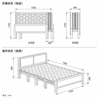 Lit pliant compact moderne noir en métal renforcé, idéal pour la maison ou le bureau, directement de l'usine