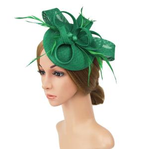 HAPPYQUALITY chiesa 2025 per <span class=keywords><strong>il</strong></span> giorno del partito cappelli Fascinator per capelli da sposa accessori da sposa <span class=keywords><strong>cappello</strong></span> di piume da donna - Product Image 3