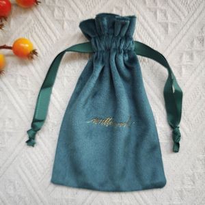 Sacs en velours personnalisés avec logo imprimé, sacs à cordon pour bijoux, cosmétiques, vernis à ongles, emballage en velours avec cordon - Product Image 5