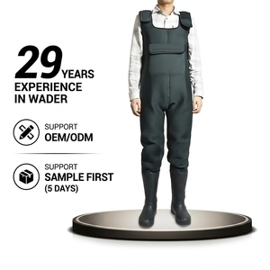Cuissardes de pêche/chasse unisexe en néoprène 4 mm, 100 % étanches garanties, grises, avec bottes en caoutchouc intégrées, protection, taille personnalisée, toute l'année - Product Image 1