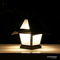 Lampe pilier rétro d'extérieur IP65 étanche en acier inoxydable avec verre dépoli, style pagode, pour villa, clôture, parc, allée, style chinois