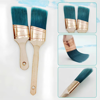 Pinceau plat professionnel de 2 pouces à poils synthétiques et manche en bois pour la peinture murale et les bordures