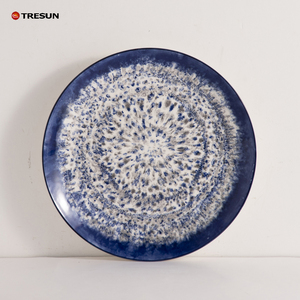 Chất lượng cao underglazed món ăn tấm ánh sáng màu xanh Pad in ấn sang trọng phong cách gốm Châu Âu sứ 16 cái Bộ đồ ăn - Product Image 6