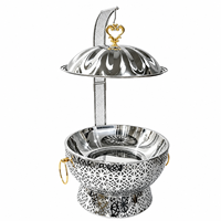 Chauffe-Plat Commercial Liyunda en Acier Inoxydable à Gaz, avec Bordure Dorée, pour Hôtels, Mariages, Banquets et Traiteurs