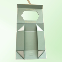 Boîte cadeau personnalisée de luxe en matériaux recyclés blanc crème, finition mate, avec fenêtre transparente pour les femmes enceintes, souvenirs de bébé