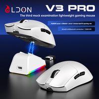 Ratón Óptico Inalámbrico para Juegos LDON V3PRO con Sensor PAW3311, 12000 DPI, RGB, Recargable, 8 Botones, Ergonómico para Ambas Manos
