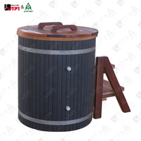 Bain de Glace en Bois pour Récupération Fitness, Bain de Glace Froid avec Refroidisseur, Sauna en Tonneau de Cèdre, Fabricant de Vapasauna, 1-2 Personnes