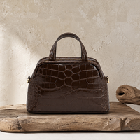 Tas Tangan Kulit Asli Vintage Mewah untuk Wanita, Tas Selempang Motif Kulit Buaya, Tas Dokter Desainer, Grosir Logo Kustom