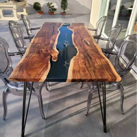 Modern nhome – meuble en résine, plateau de salle à manger en bois massif, en résine époxy, table de rivière, table à manger en plein air, 12