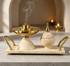 Quemador de Incienso Árabe de Piedra Natural de Lujo, Juego de Quemadores de Bakhoor Antiguos <span class=keywords><strong>Haramain</strong></span> para Aromatizar el Hogar, Regalo de Decoración para el Hogar para Ramadán y Eid - Product Image 3