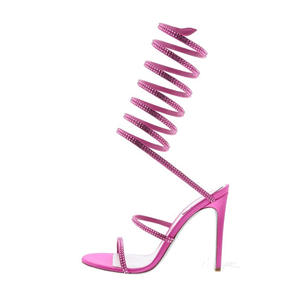 Sandalias de tendencia de moda de verano para mujer, nuevo estilo, ajustadas, sexis, con punta abierta, tacón alto, cinta enrollada tipo serpiente, tacón alto fino con estilo - Product Image 1