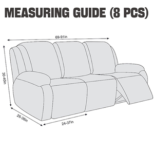 Stretch Velvet Modern Style Comfortable Sofa <b>Slipcover</b> Set for Sectional Recliner Seats Customizable Color Fits Most Recliners - Product Image 3
