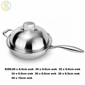<span class=keywords><strong>Wok</strong></span> de acero inoxidable de 5 capas con cubierta de acero, <span class=keywords><strong>WOK</strong></span> de inducción chino al por mayor <span class=keywords><strong>para</strong></span> cocina casera, restaurante, cocina - Product Image 3