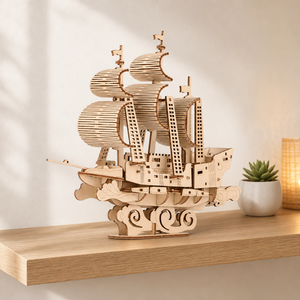 Kit Modello di Nave a <span class=keywords><strong>Vela</strong></span> 3D in Legno, Puzzle in Legno Tagliato al Laser, Barca Galleone Fai-da-Te, Decorazione da Scrivania per Adulti e Adolescenti - Product Image 3