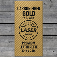 Feuille de similicuir laserable en cuir PU, vierge, 12x24 pouces, 0,8 mm, fibre de carbone, or/noir, sans adhésifs, vente en gros