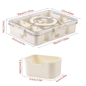 BPA Free Reusable Eco-Friendly Portable Plastic Snack Storage Box Printing Clear Divided Serving <b>Tray</b> Lid Handle <b>Spice</b> Storage - Product Image 3