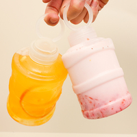 Seau en plastique PET transparent de 500ml 650ml, pour bouteille d'eau, bouteille de jus avec couvercle à anneau en spirale, stock
