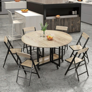 High-value, minimalist, multi-functional folding round dining <b>table</b> for small homes and apartments, suitable for living room - Product Image 4