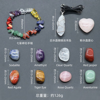 Bracelets et pendentifs en pierres précieuses naturelles Jingfa, 7 chakras, pierres de guérison, quartz cristallin poli, coffret cadeau Feng Shui