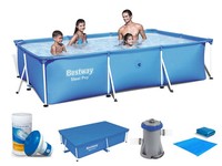 Piscine Rectangulaire Bestway 56404 3,0 m X 2,01 m X 66 cm avec Cadre pour Enfants, Amovible et d'Extérieur pour Plaisir en Famille