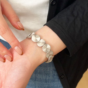 Bracelet en argent Sterling S925, patchwork circulaire géométrique, corde élastique, bijoux de mode de Style coréen pour femmes - Product Image 1