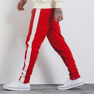 High Quality Wholesale <b>Mens</b> Jogging Sweat Pants <b>Trousers</b> Custom <b>Men</b> Stripe Plain Track Pants With Ankle Zippers - Product Image 4