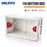 Boîtier de jonction électrique encastré DELEFU 118 Type 2, en PVC, ignifuge, pour interrupteur mural et prise, 110x65x50mm