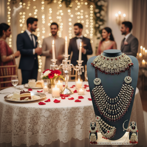 Elegant High Quality Brass Bridal Engagement Wedding Anniversary Party Ethnic Fashion <b>Set</b> Rhodium Plated Zircon Shadow Choker - Product Image 3
