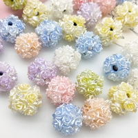 51168 nouveau Design 16mm 3D simulé Rose résine perles avec bords volants et perles scintillantes pour bijoux cordage bricolage artisanat fournitures