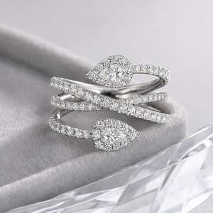 Anello a Quattro File a Goccia Incrociata per Donne, Elegante Gioiello da Dito alla Moda - Product Image 6