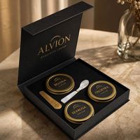 Boîte à caviar noire magnétique en carton rigide haut de gamme avec insert en EVA pour coffret cadeau de luxe